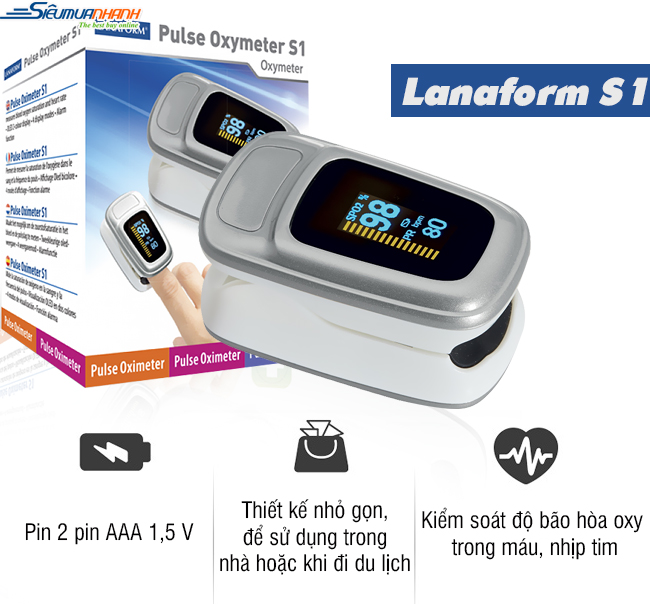 Máy đo nồng độ oxy trong máu (SpO2) và nhịp tim Lanaform S1